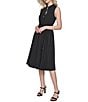 KARL LAGERFELD PARIS Poplin Pleated Collar Neck Sleeveless Shirt Dress, Color:Black - Image 1