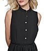 KARL LAGERFELD PARIS Poplin Pleated Collar Neck Sleeveless Shirt Dress, Color:Black - Image 3