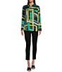 Color:Black Multi - Image 5 - Printed Collared Neckline Long Sleeve Blouse