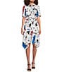 Color:Soft White Multi - Image 1 - Printed Collared Short Sleeve Shirt Dress