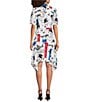 Color:Soft White Multi - Image 2 - Printed Collared Short Sleeve Shirt Dress