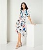 Color:Soft White Multi - Image 5 - Printed Collared Short Sleeve Shirt Dress