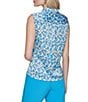 Color:Blithe Blue - Image 6 - Printed Ruffle V Neckline Sleeveless Top