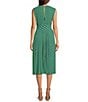 Color:Kelly Green - Image 2 - Printed Square Neck Sleeveless Pleated Midi Dress