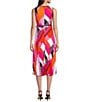 Color:Fuchsia Multi - Image 2 - Printed V-Neck Sleeveless Dress