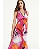 Color:Fuchsia Multi - Image 4 - Printed V-Neck Sleeveless Dress