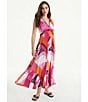 Color:Fuchsia Multi - Image 5 - Printed V-Neck Sleeveless Dress