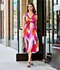 Color:Fuchsia Multi - Image 6 - Printed V-Neck Sleeveless Dress