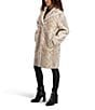 KARL LAGERFELD PARIS Python Faux Shearling Notch Collar Oversize Single Breasted Coat, Color:Cream - Image 3