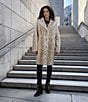 KARL LAGERFELD PARIS Python Faux Shearling Notch Collar Oversize Single Breasted Coat, Color:Cream - Image 4
