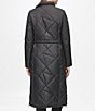 KARL LAGERFELD PARIS Quilted Asymmetrical Stand Collar Maxi Puffer Coat, Color:Black - Image 2