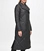 KARL LAGERFELD PARIS Quilted Asymmetrical Stand Collar Maxi Puffer Coat, Color:Black - Image 3
