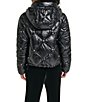 KARL LAGERFELD PARIS Quilted Pattern Pearl Embellish Stand Collar Hooded Zip Front Jacket - Image 2