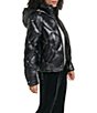 KARL LAGERFELD PARIS Quilted Pattern Pearl Embellish Stand Collar Hooded Zip Front Jacket - Image 3