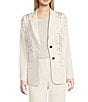 KARL LAGERFELD PARIS Rhinestone Embellished Notch Lapel Two Button Blazer, Color:Soft White - Image 1