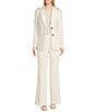 KARL LAGERFELD PARIS Rhinestone Embellished Notch Lapel Two Button Blazer, Color:Soft White - Image 4