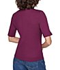 KARL LAGERFELD PARIS Ribbed Knit Crew Neck Short Sleeve Pullover Top - Image 2