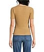 KARL LAGERFELD PARIS Ribbed Knit Crew Neck Short Sleeve Sweater Top - Image 2