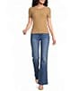 KARL LAGERFELD PARIS Ribbed Knit Crew Neck Short Sleeve Sweater Top - Image 3