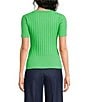 KARL LAGERFELD PARIS Ribbed Knit Crew Neck Short Sleeve Sweater Top - Image 2