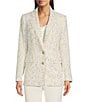 Color:White/Multi - Image 4 - Roadmap Tweed Notch Lapel Long Sleeve Blazer Jacket