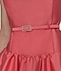 KARL LAGERFELD PARIS Round Neck Drop Waist Taffeta Dress, Color:Sunset Coral - Image 4