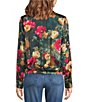 KARL LAGERFELD PARIS Satin Crepe de Chine Floral Collared Neck Button Front Blouse - Image 2