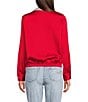 KARL LAGERFELD PARIS Satin Crepe de Chine Surplice Collared Button Front Blouse - Image 2