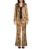 KARL LAGERFELD PARIS Satin Print Flat Front Wide Leg Full Length Coordinating Pants - Image 3