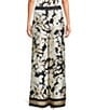 KARL LAGERFELD PARIS Satin Print Flat Front Wide Leg Pull On Coordinating Pants - Image 2