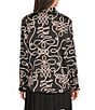 KARL LAGERFELD PARIS Satin Printed Point Collar Long Sleeve Button Front Shirt, Color:Black/Birch - Image 2
