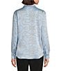 KARL LAGERFELD PARIS Satin Printed Point Collar Long Sleeve Button Front Shirt, Color:Glacier Blue/Beige - Image 2