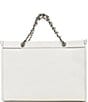KARL LAGERFELD PARIS Savoie Logo Chain Strap Tote, Color:White/Silver - Image 2