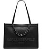 KARL LAGERFELD PARIS Savoie Logo Chain Strap Tote, Color:Black - Image 1