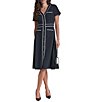 KARL LAGERFELD PARIS Scuba Crepe Contrast Button Front Midi Dress - Image 1