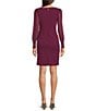 KARL LAGERFELD PARIS Scuba Crepe Crew Neck Chiffon Long Sleeve Pearl Cuff Sheath Mini Dress, Color:Wine - Image 2