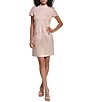 KARL LAGERFELD PARIS Scuba Suede Mock Neck Sheath Dress - Image 5