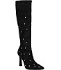KARL LAGERFELD PARIS Shawna Pearl Embellished Stretch Tall Boots - Image 1