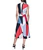 KARL LAGERFELD PARIS Silky Crepe Abstract Print Halter Neck Sleeveless Blouson Midi Dress, Color:Chambray Blue Sunset - Image 2