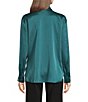 KARL LAGERFELD PARIS Silky Crepe Floral Print Point Collar Button Front Top - Image 2
