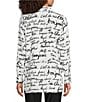 KARL LAGERFELD PARIS Silky Crepe Sketch Print Point Collar Long Sleeve Button-Front Blouse, Color:Soft White/Black - Image 2