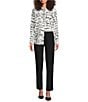 KARL LAGERFELD PARIS Silky Crepe Sketch Print Point Collar Long Sleeve Button-Front Blouse, Color:Soft White/Black - Image 3