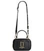 KARL LAGERFELD PARIS Simone Leather Crossbody Bag, Color:Black - Image 4