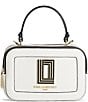 KARL LAGERFELD PARIS Simone Leather Crossbody Bag, Color:Winter White - Image 1