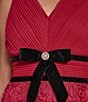 KARL LAGERFELD PARIS Sleeveless V-Neck Textured Mesh Rosette Long Gown - Image 5