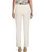 Color:Soft White - Image 2 - Slim Elastic Waistband Flat Front Pant