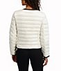 KARL LAGERFELD PARIS Solid Ruffle Collarless Water Resistant Zip Front Puffer Jacket, Color:White - Image 2