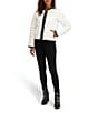 KARL LAGERFELD PARIS Solid Ruffle Collarless Water Resistant Zip Front Puffer Jacket, Color:White - Image 5