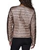 KARL LAGERFELD PARIS Solid Ruffle Collarless Water Resistant Zip Front Puffer Jacket, Color:Sand - Image 3
