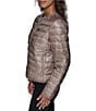 KARL LAGERFELD PARIS Solid Ruffle Collarless Water Resistant Zip Front Puffer Jacket, Color:Sand - Image 4